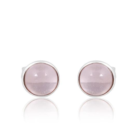 Rose Quartz 7mm Sterling Silver Stud Earrings