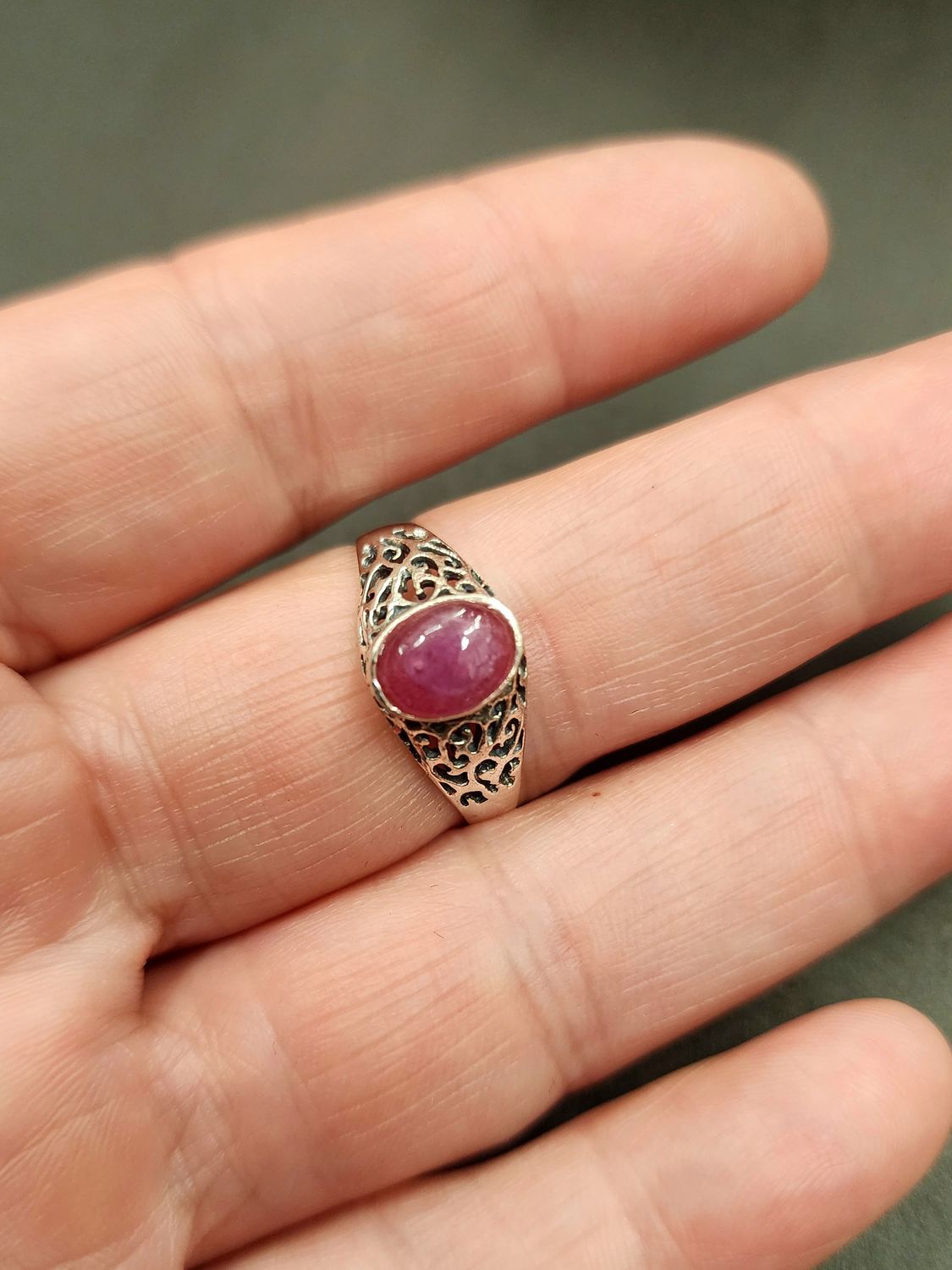 Ruby Ring - Size 10 Sterling Silver