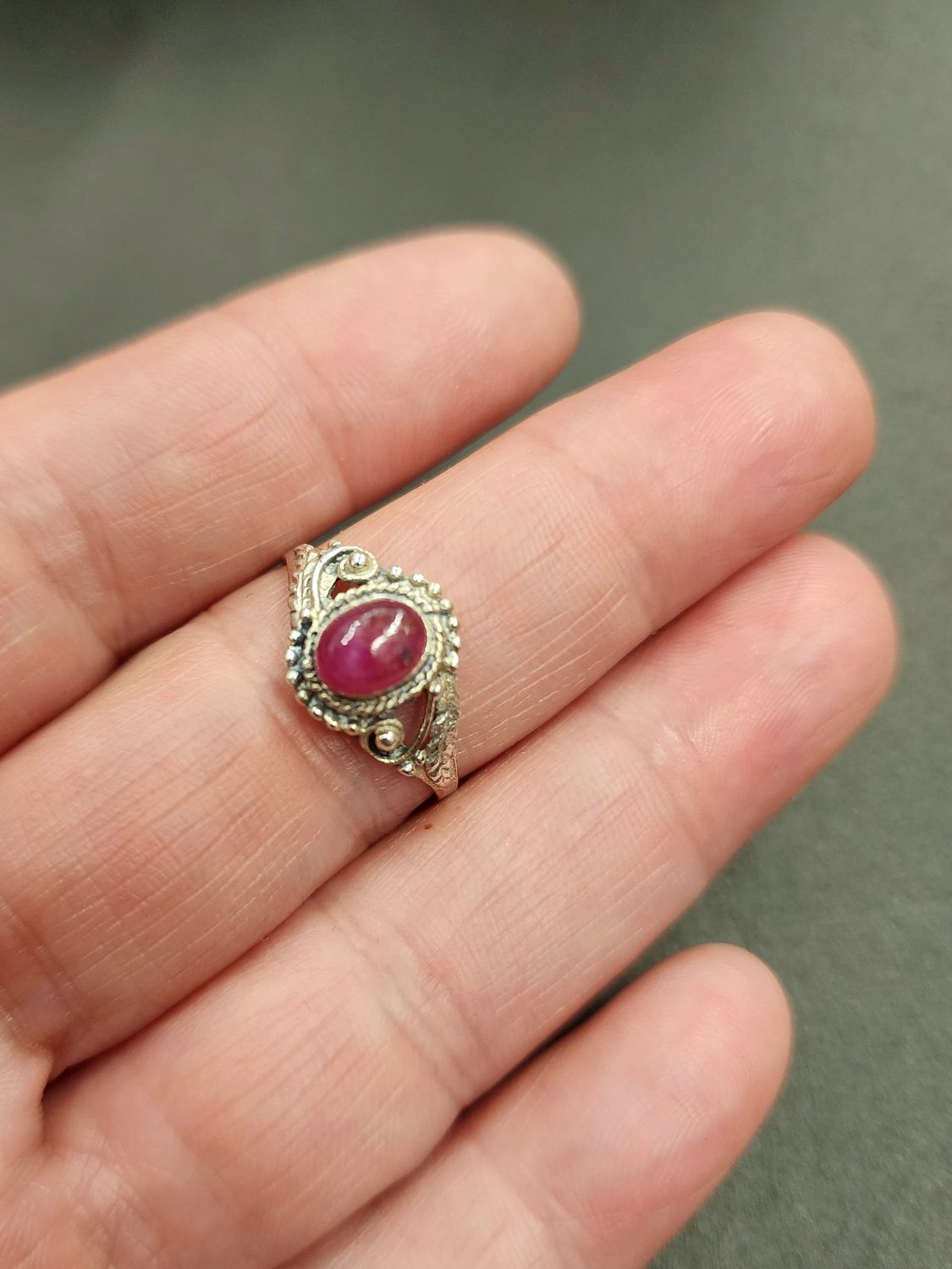 Ruby Ring - Size 9 Sterling Silver