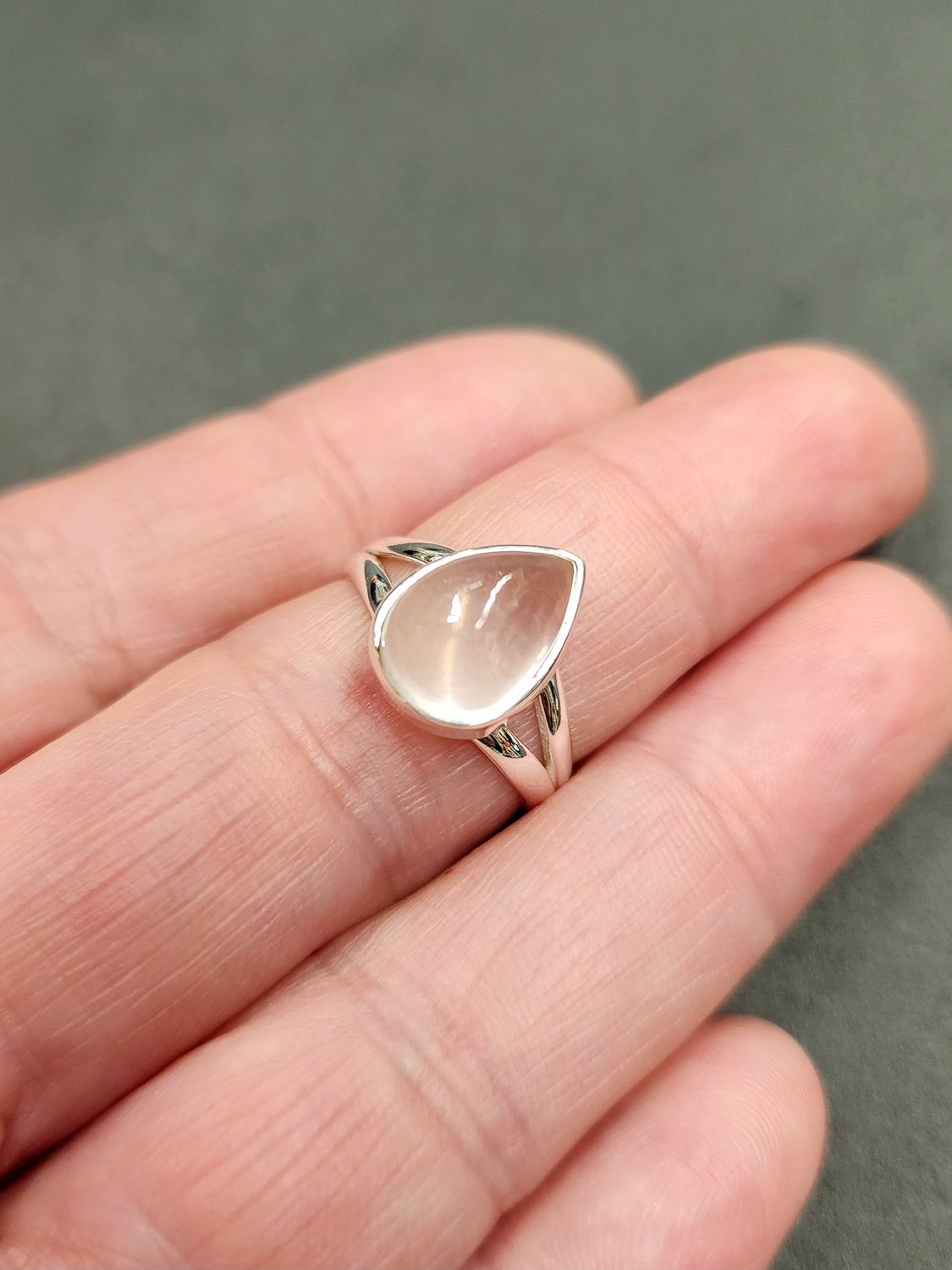 Rose Quartz Ring A - Size 7 Sterling Silver