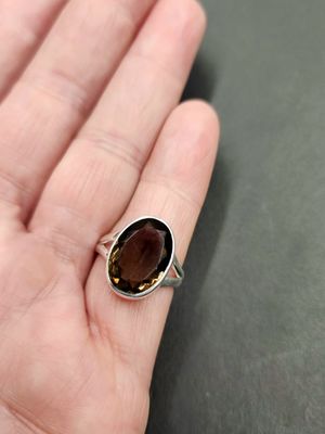 Smoky Quartz Ring - Size 5 Sterling Silver