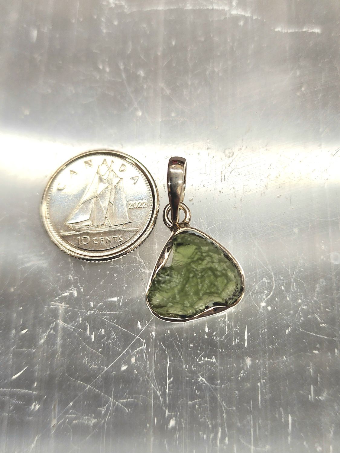 Moldavite Pendant B - Sterling Silver .925