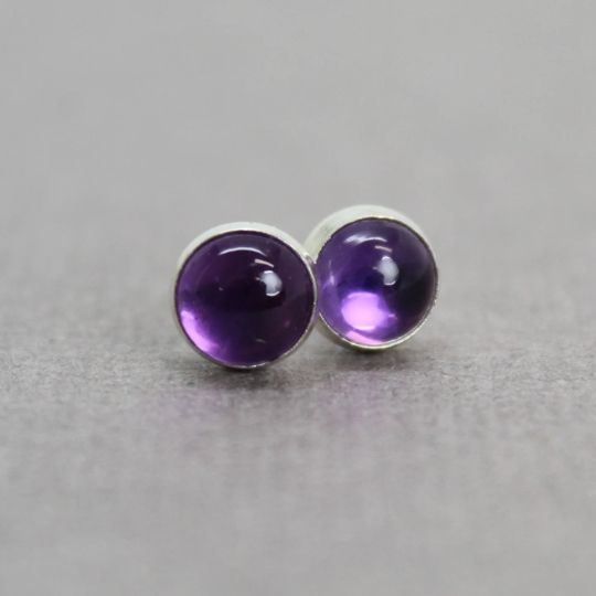 Amethyst Sterling Silver Stud Earrings 6mm