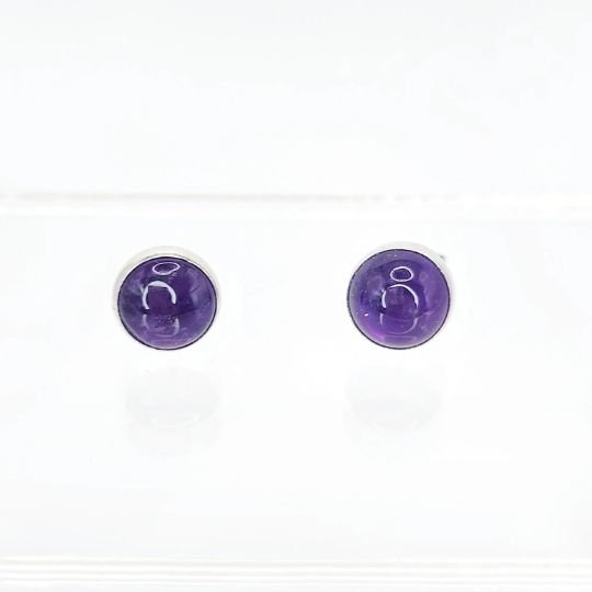 Amethyst Sterling Silver Stud Earrings 8mm