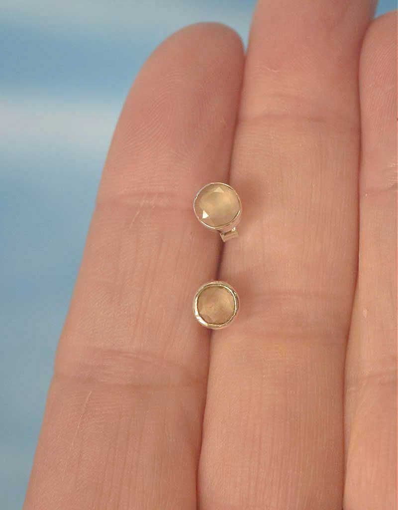 Rose Quartz Round Sterling Silver Stud Earrings