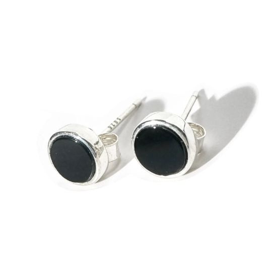 Black Onyx Silver Sterling Stud Earrings