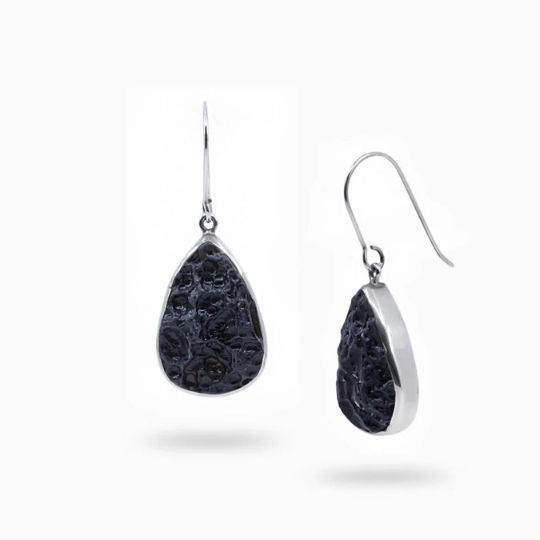 Tektite Sterling Silver Dangle Earrings