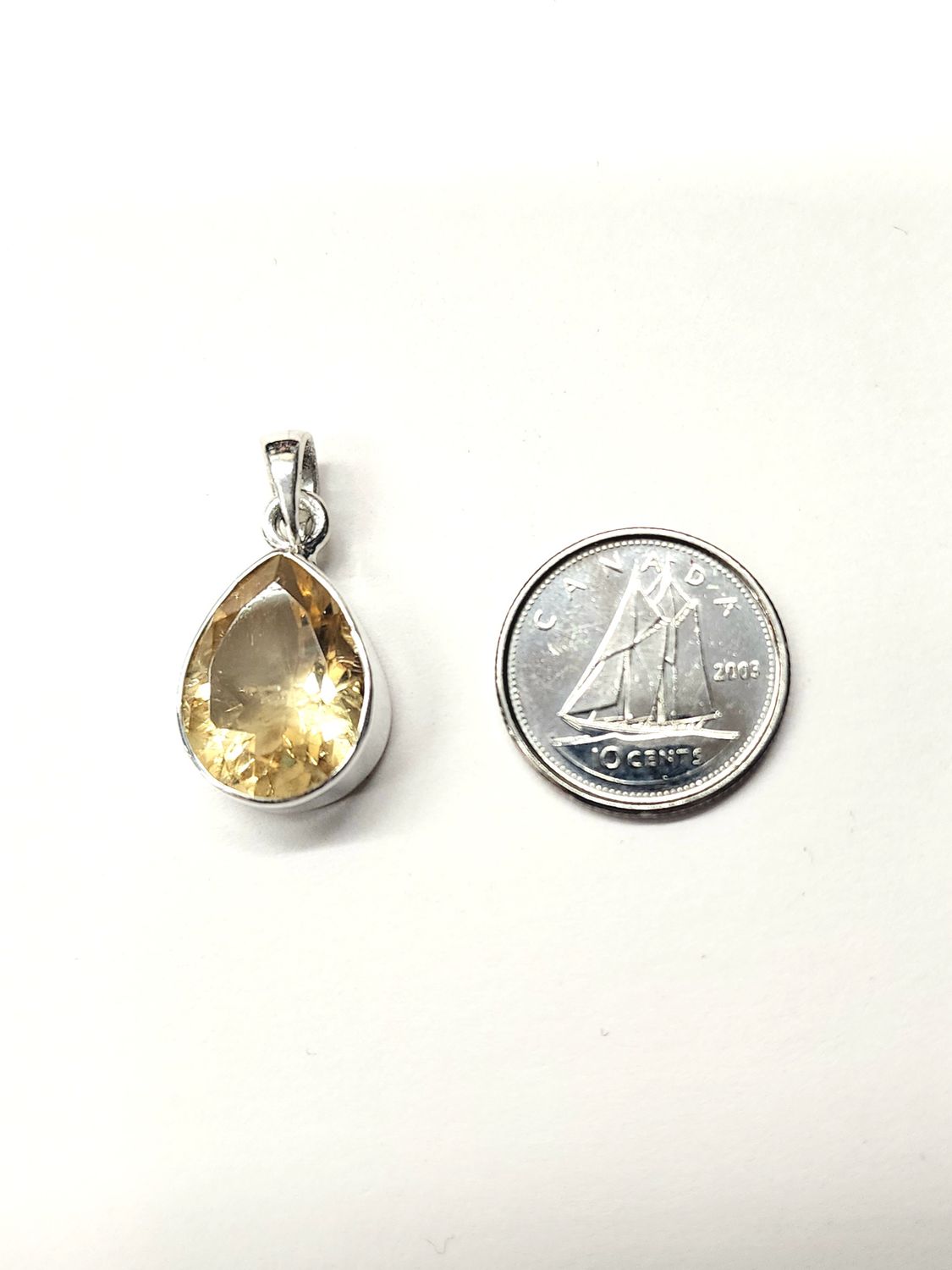 Citrine Pendant Sterling Silver Faceted E