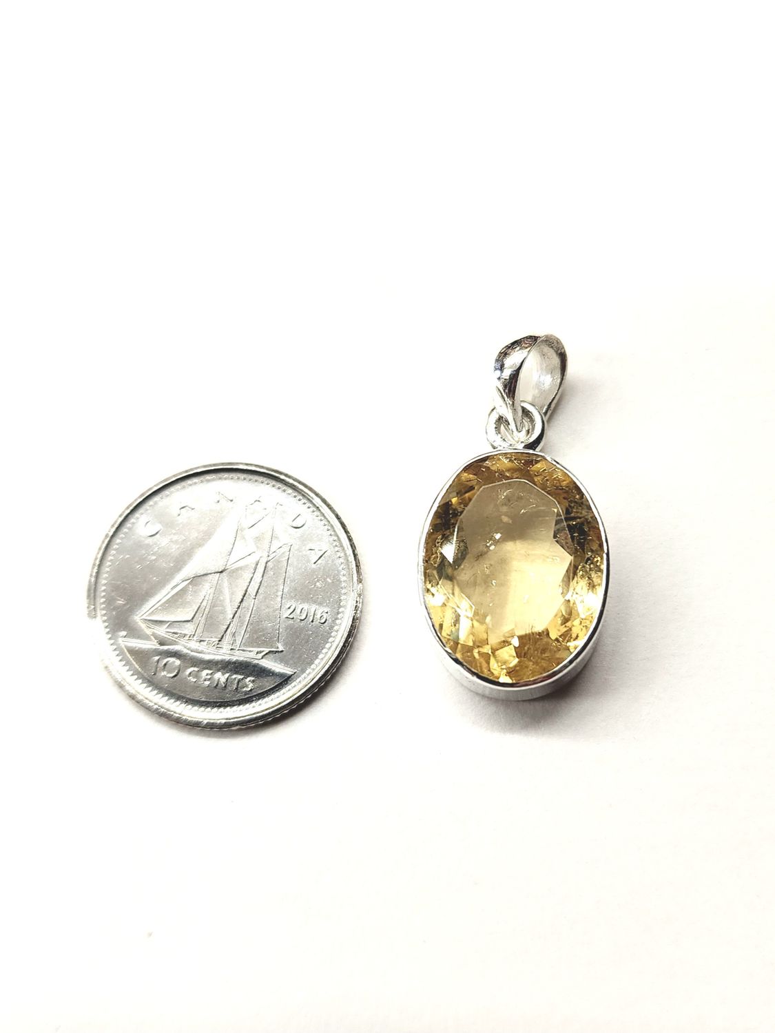 Citrine Pendant D - Sterling Silver Faceted