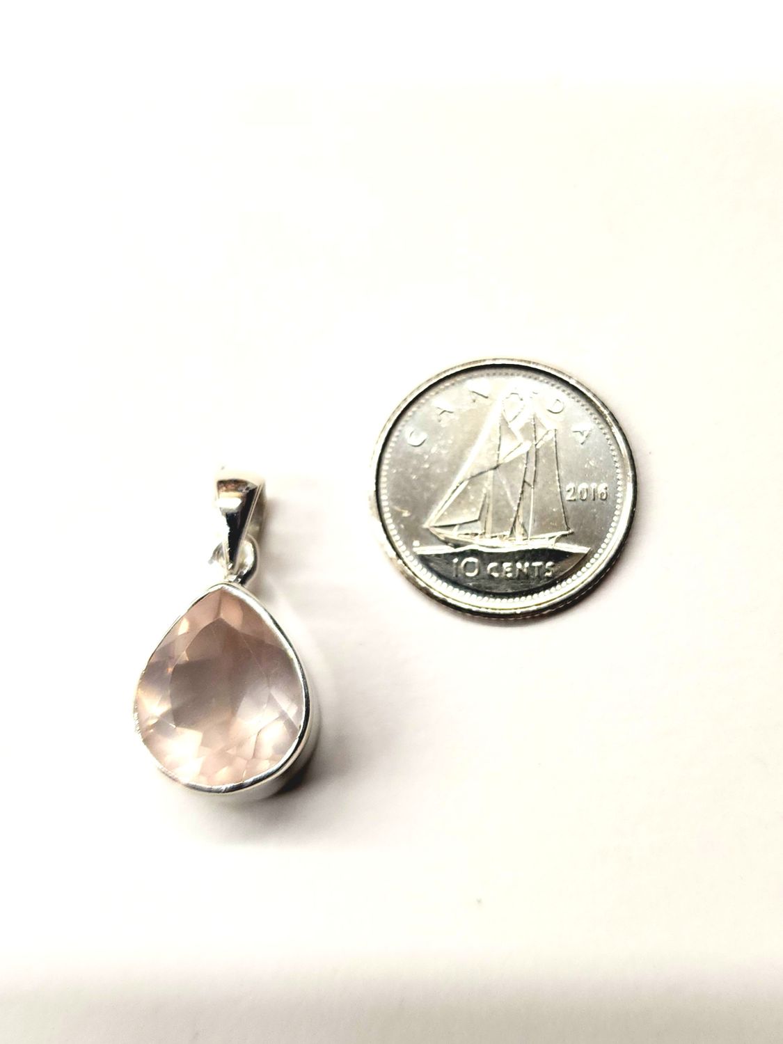 Rose Quartz Pendant E Sterling Silver Faceted
