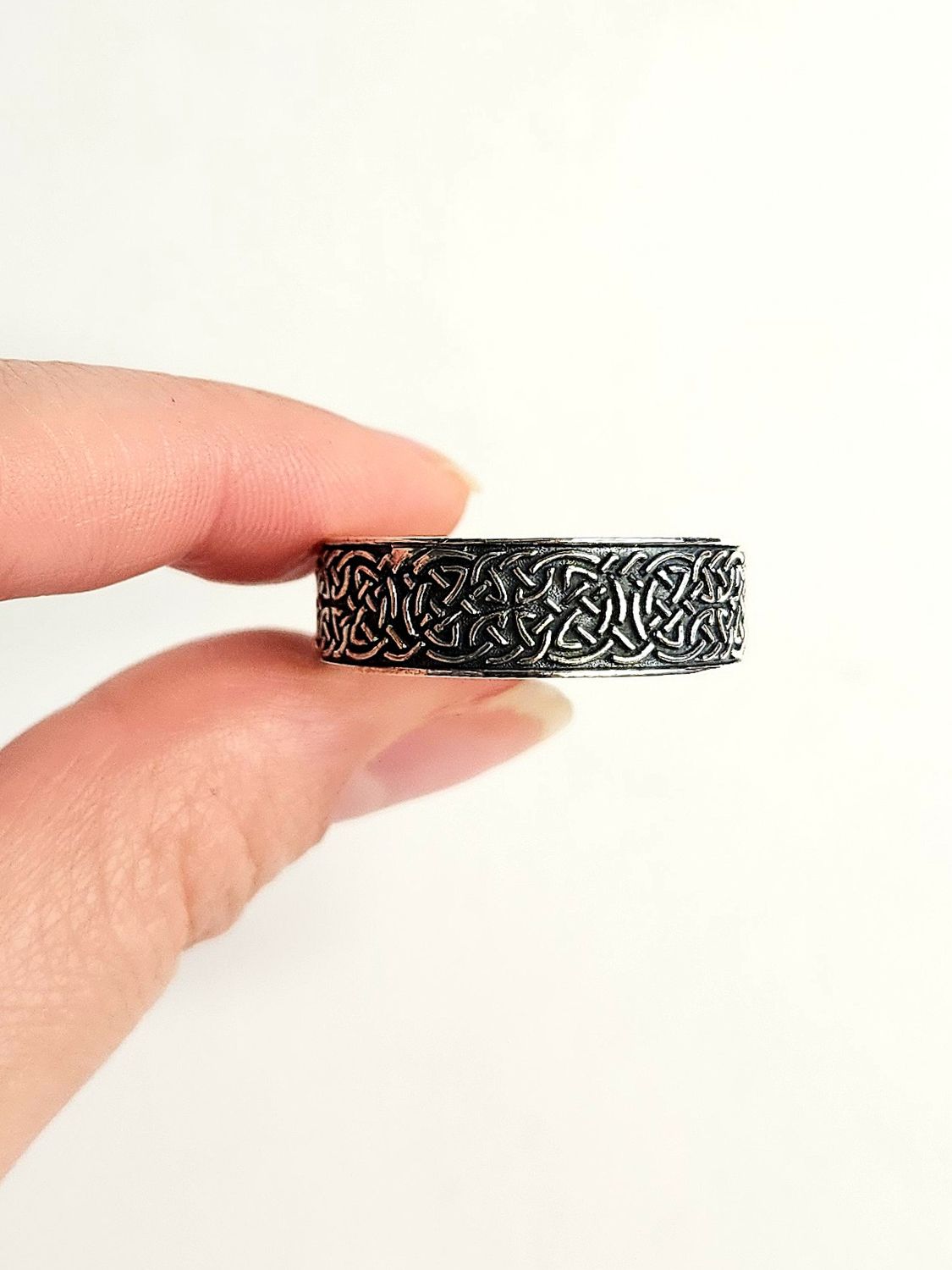 .925 Sterling Silver Men&#39;s Celtic Knot Band Ring 12