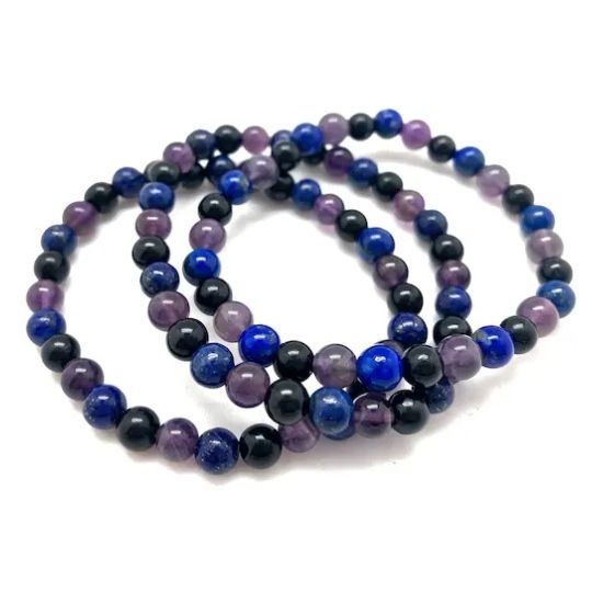 Amethyst &amp; Lapis Lazuli &amp; Tourmaline Bracelets 6mm