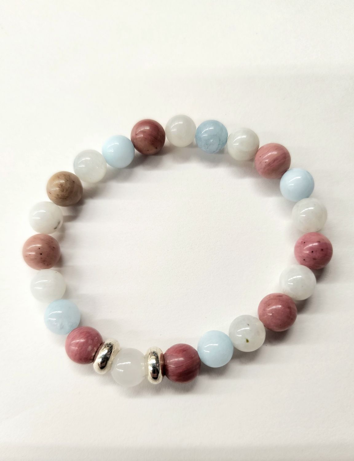 Fertility Bracelets 8mm Moonstone Rhodonite Aquamarine