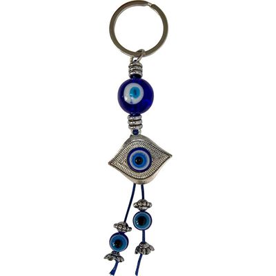 Glass &amp; Metal Evil Eye Keychain - 5.25"
