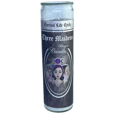 Glass Ritual Candle - Three Maidens - Benzoin 8"