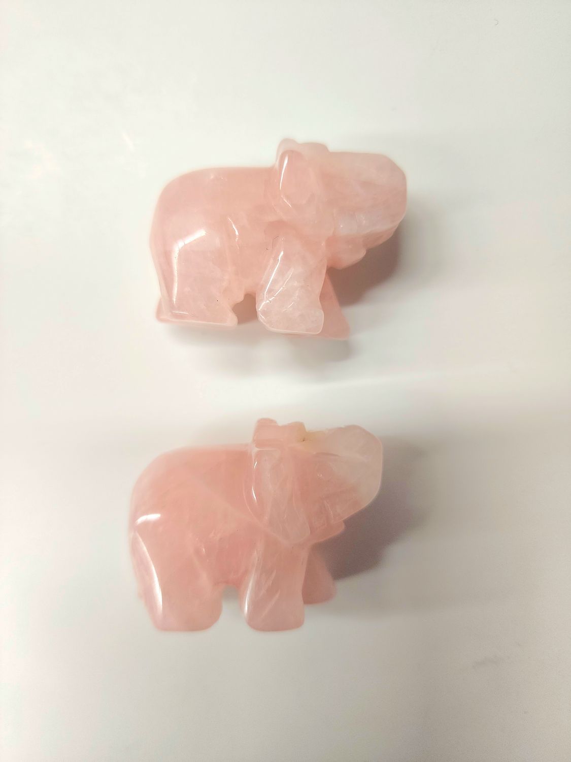 Rose Quartz Elephant Carvings 2&quot;