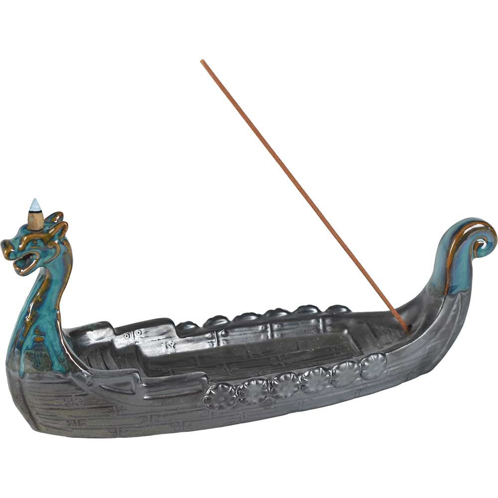 Viking Ship Ceramic Incense Holder