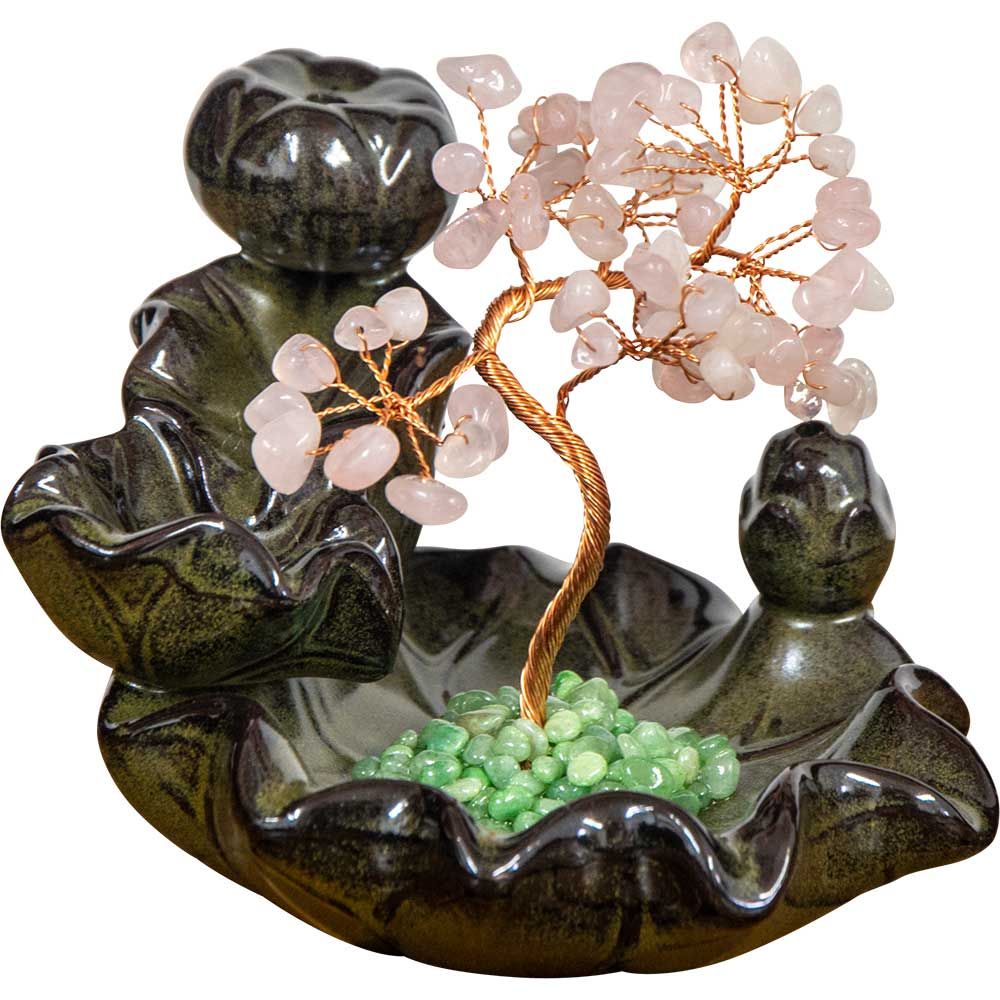 Rose Quartz Gem Tree Backflow Incense Burner