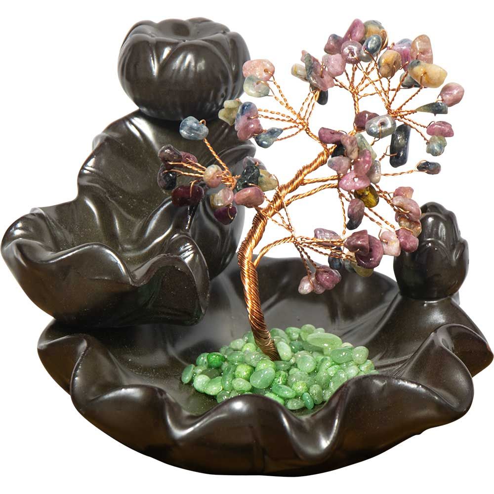 Tourmaline Gem Tree Backflow Incense Burner