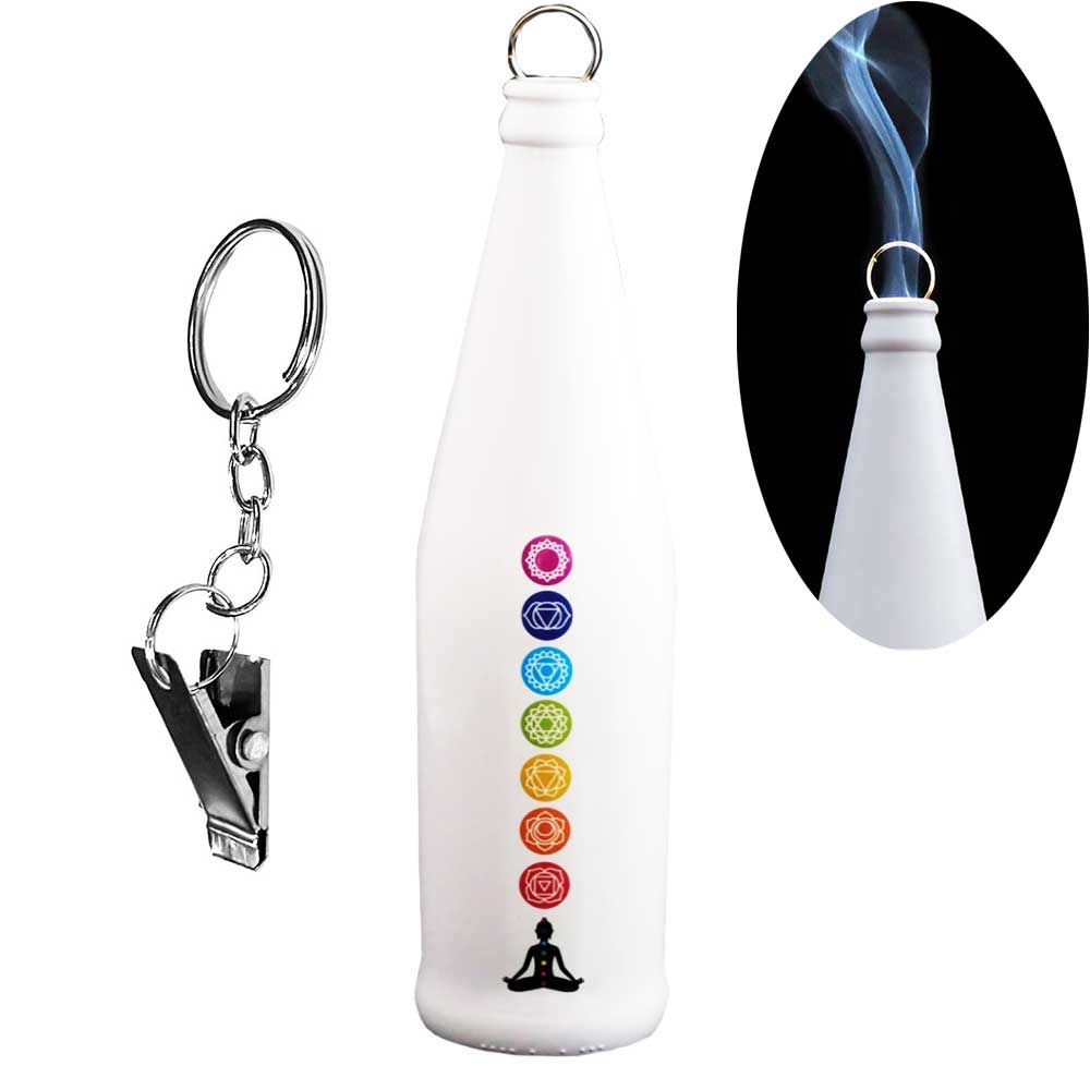 Glass Smoking Bottle Incense Burner-7 Chakras 11&quot;
