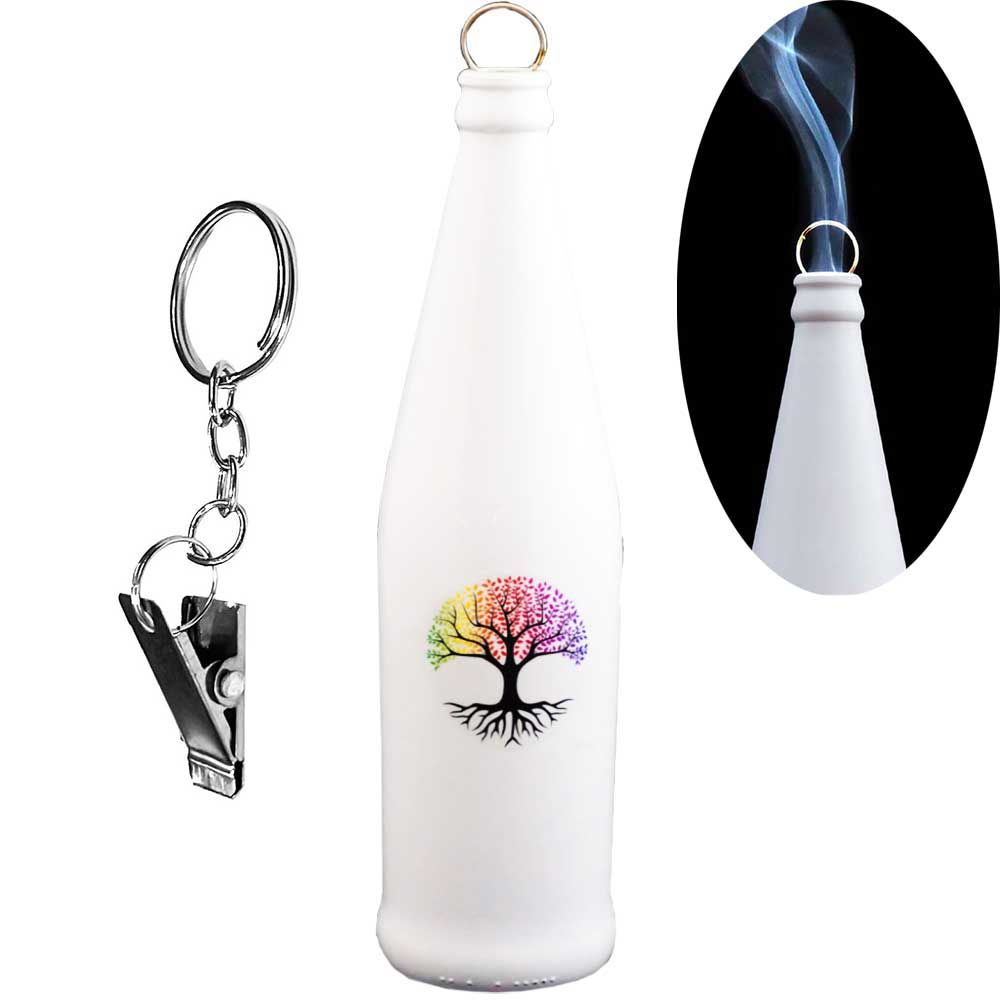 Glass Smoking Bottle Incense Burner-Chakra Tree of Life 11&quot;