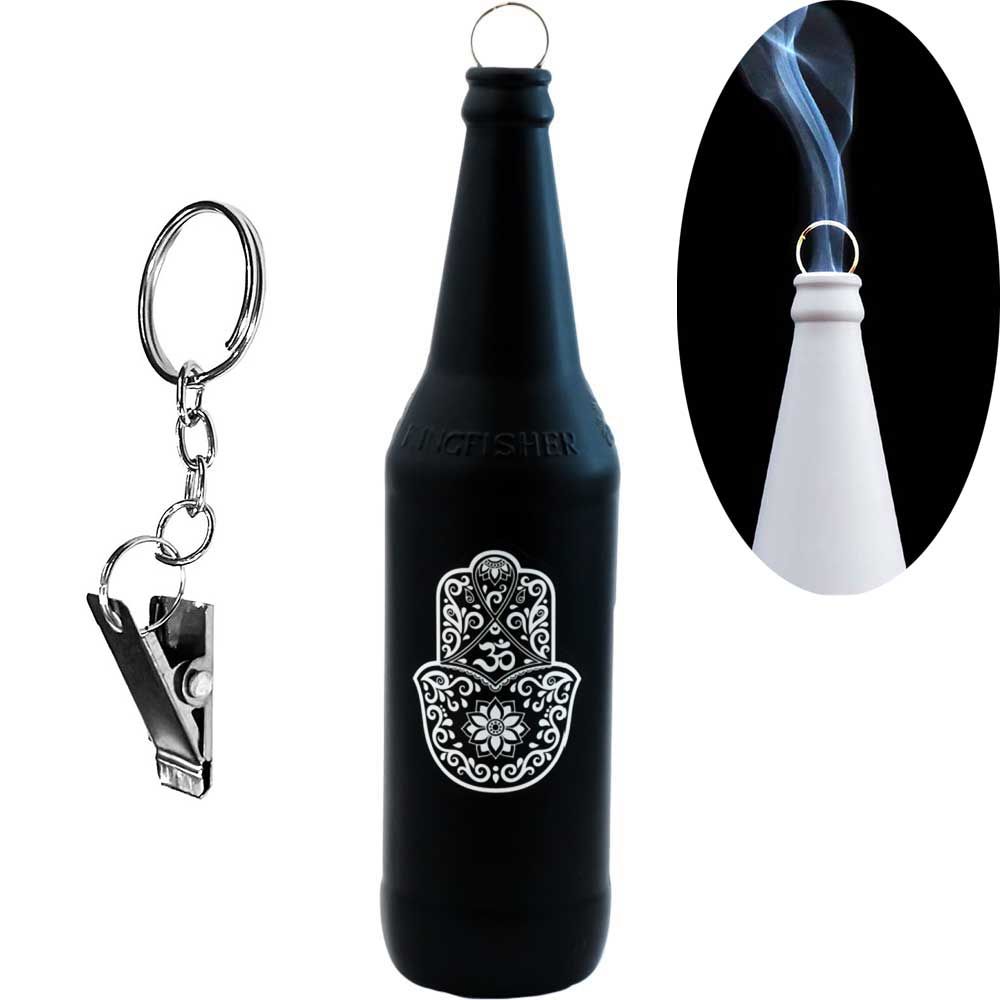 Glass Smoking Bottle Incense Burner-Fatima Hand11&quot;