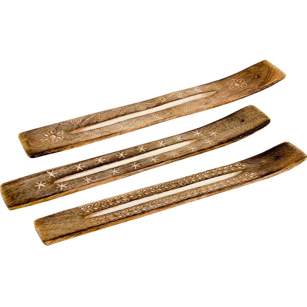 Assorted Wood Incense Holders Antique Flowers 10&quot;