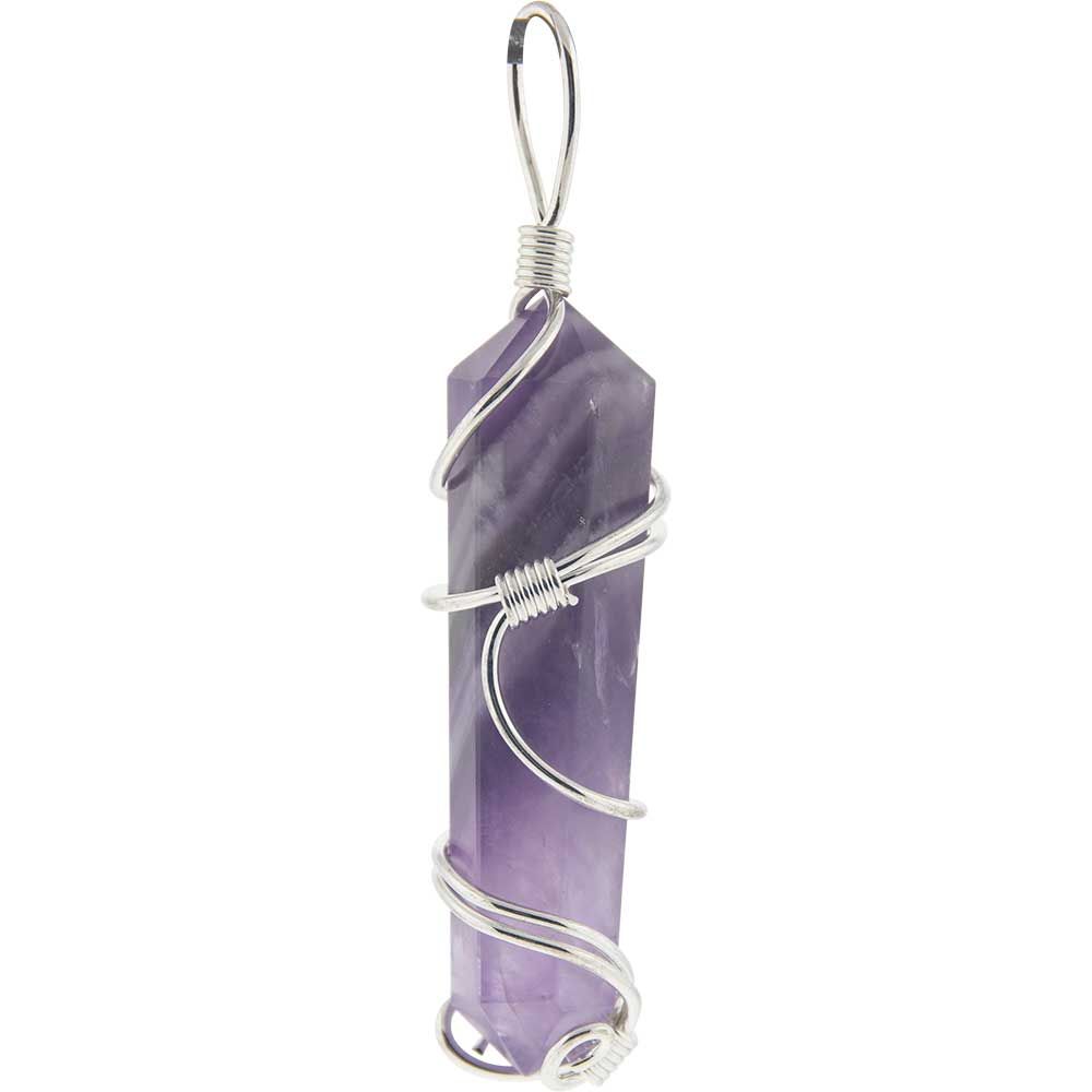 Amethyst Spiral Wrapped Pendant Point