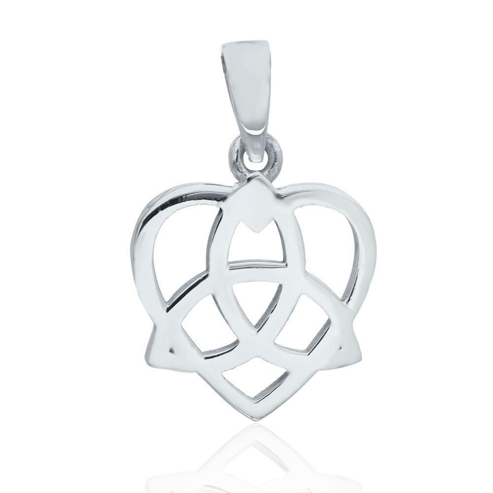 Sterling Silver Celtic Night Triquetta Heart 0.75&quot;