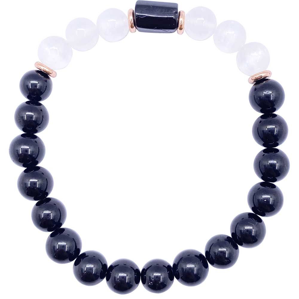 Black Tourmaline &amp; Selenite 8MM Bracelet