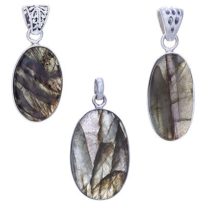 Labradorite Oval Purple Pendant