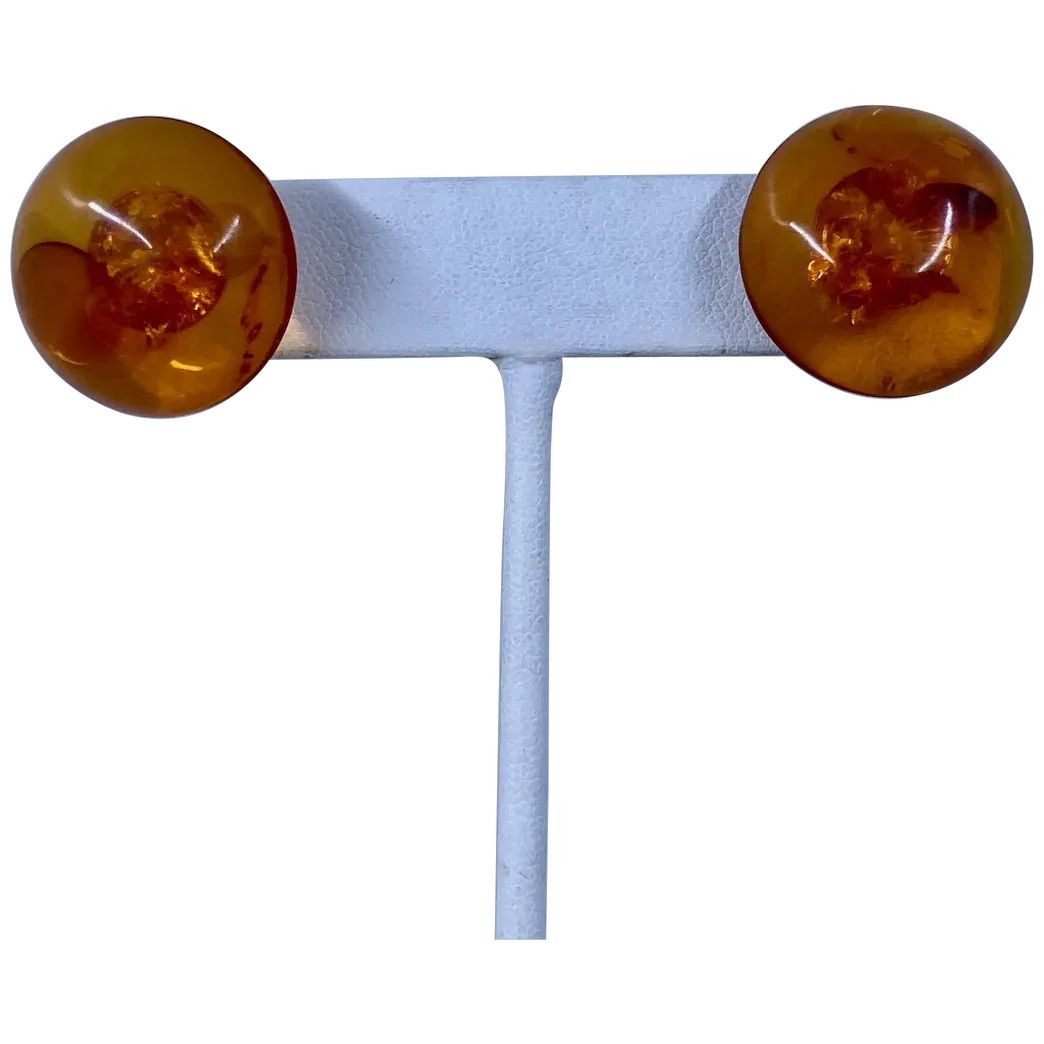 Baltic Amber Stud Earrings Sterling Silver