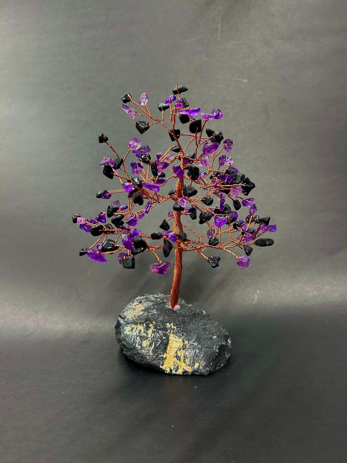Amethyst &amp; Black Tourmaline Gem Tree on Tourmaline Base 8&quot;