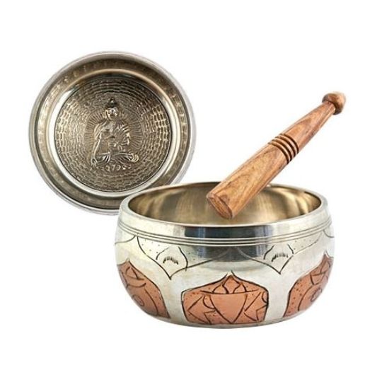 Silver, White &amp; Copper Singing Bowl 4 in. (Crown Chakra) B note