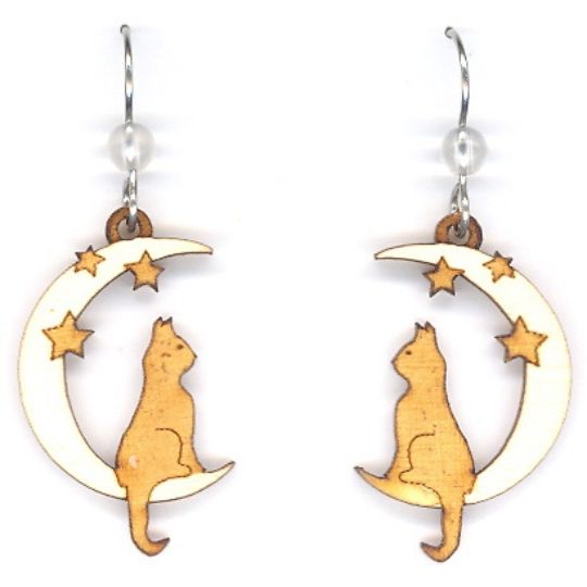 Natural Harmony Earrings Cat in Moon