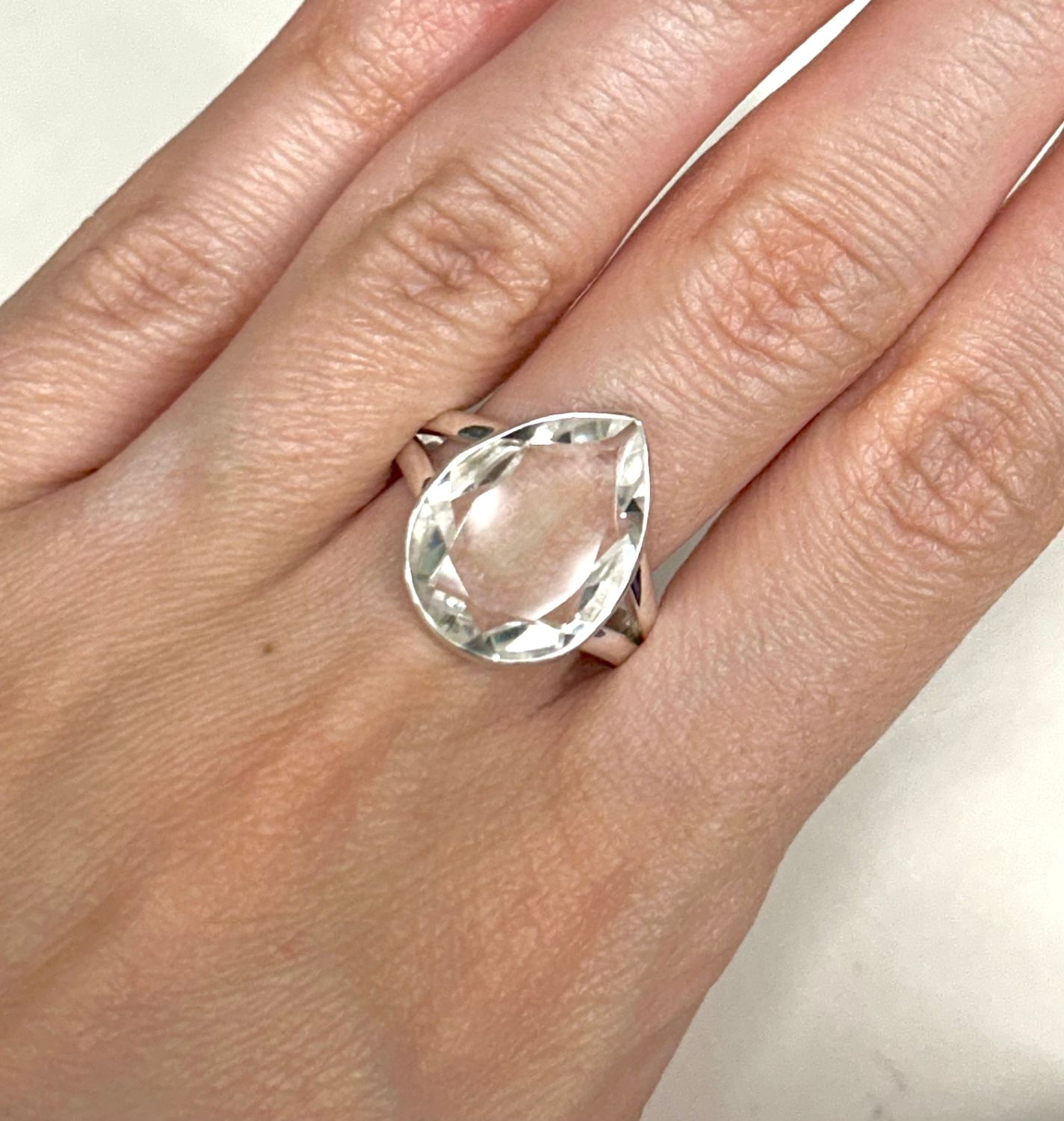 Clear Quartz Ring - Size 8 Sterling Silver