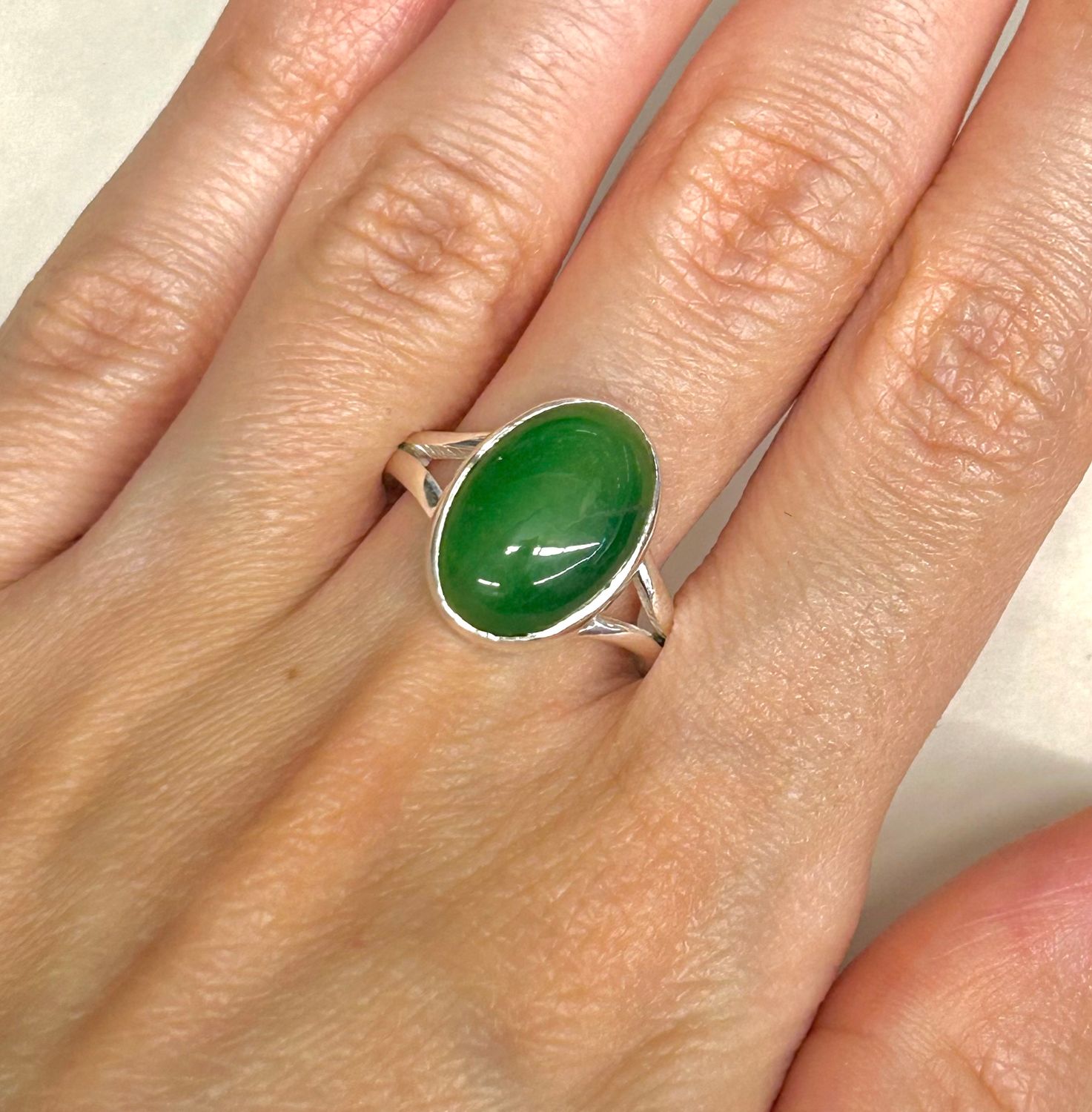Jade Ring - Size 8 Sterling Silver