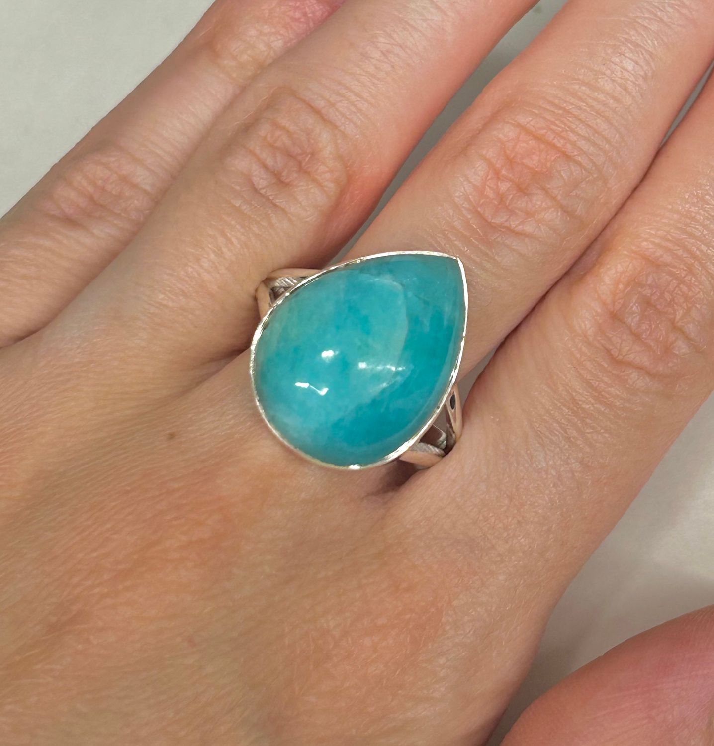 Amazonite Ring - Size 10 Sterling Silver