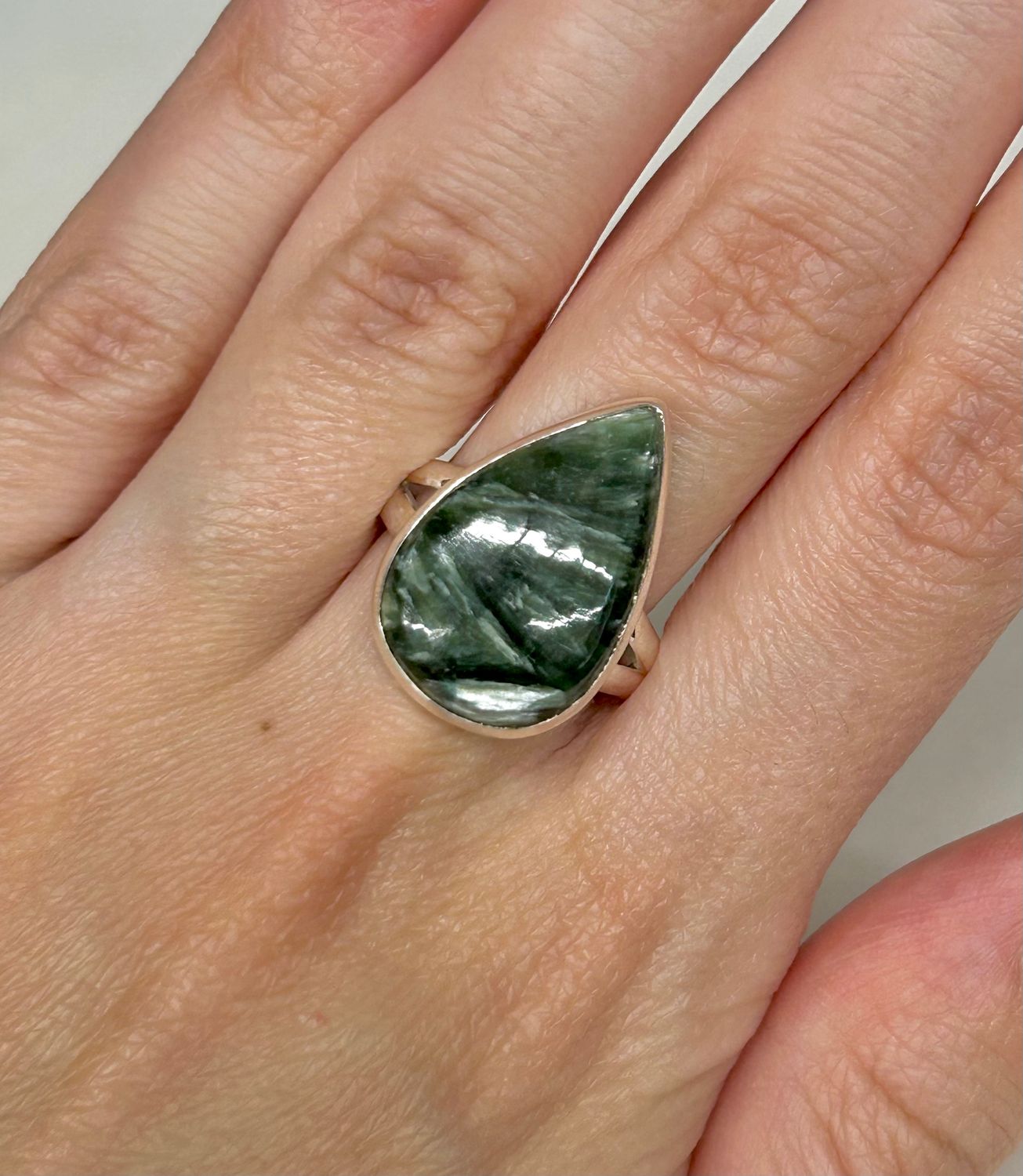 Seraphinite Ring - Size 8 Sterling Silver