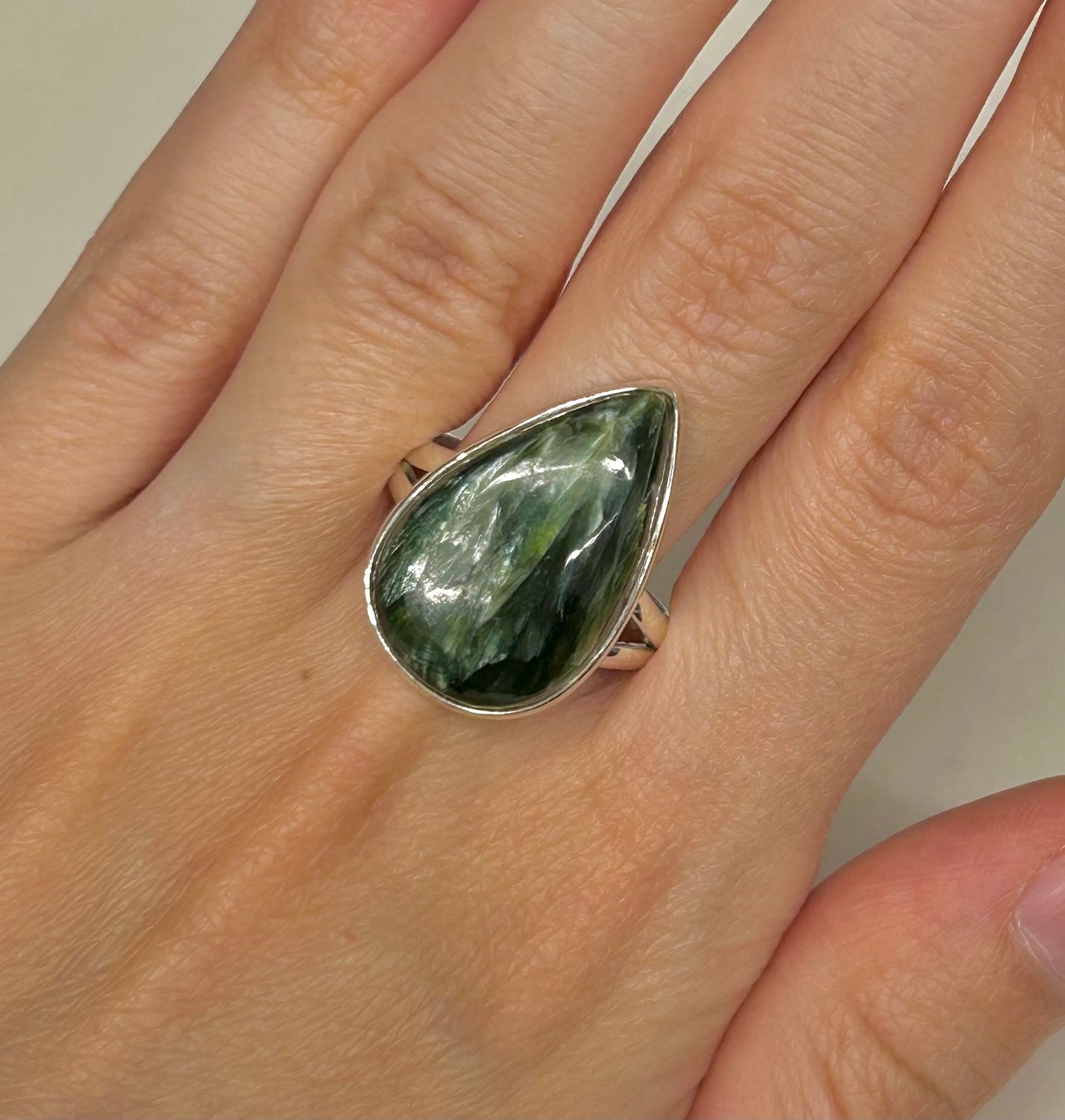 Seraphinite Ring A - Size 9 Sterling Silver