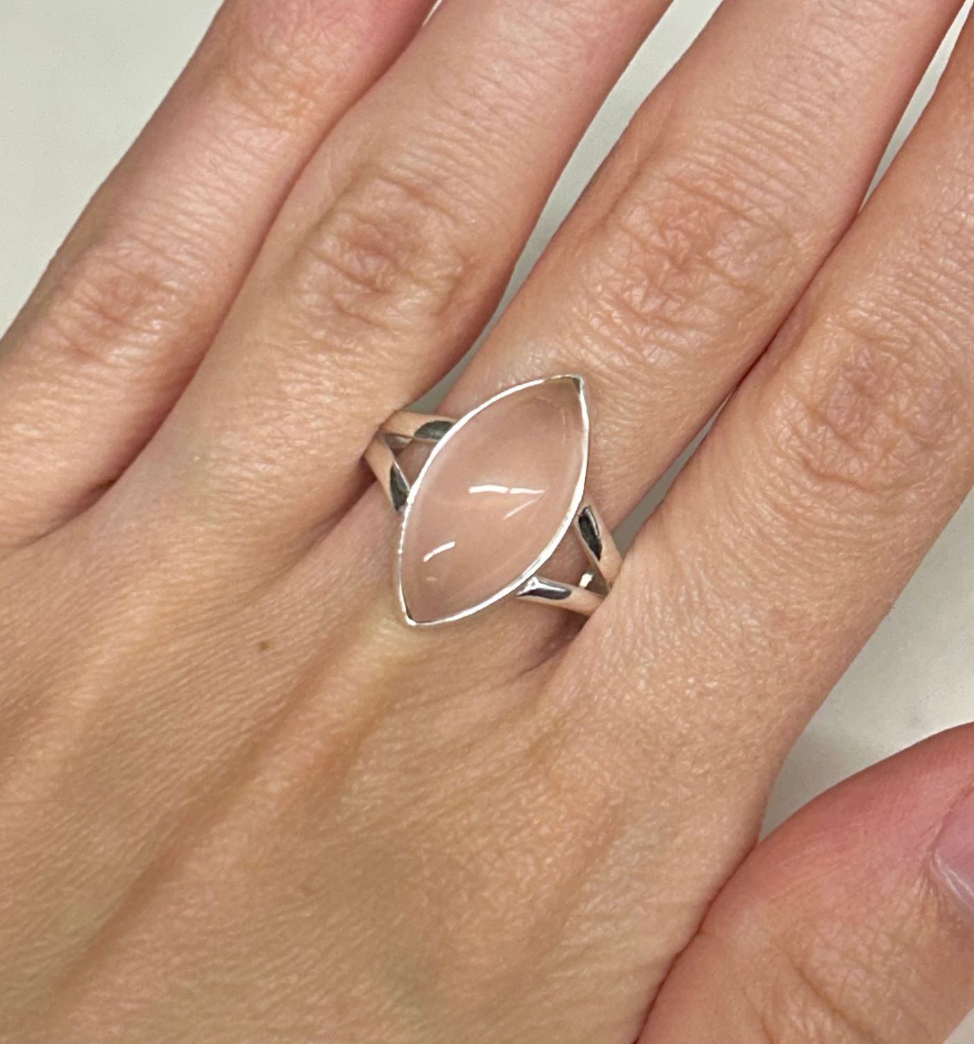 Rose Quartz Ring C - Size 10 Sterling Silver