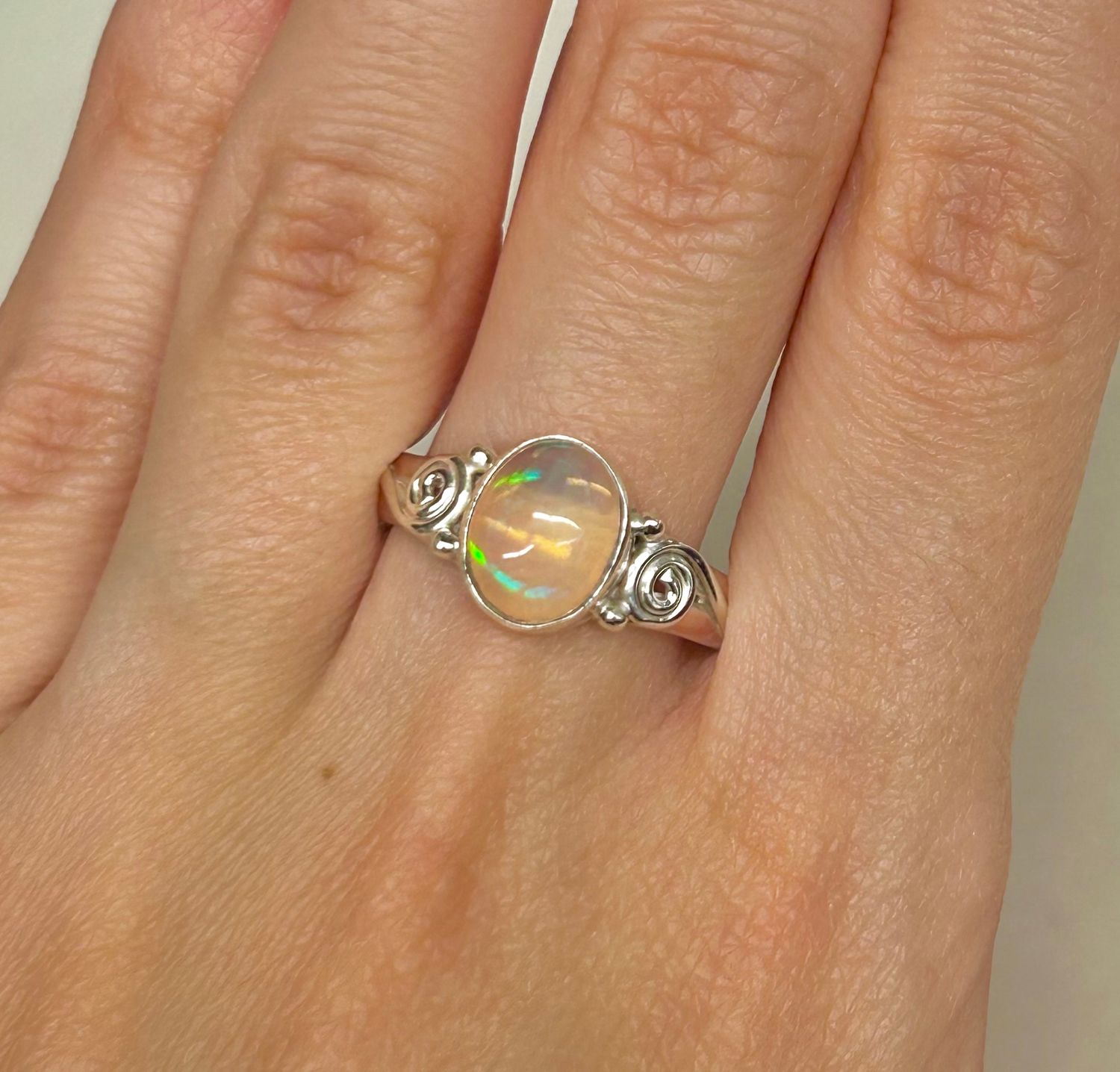 Ethiopian Opal Ring B - Size 9 Sterling Silver