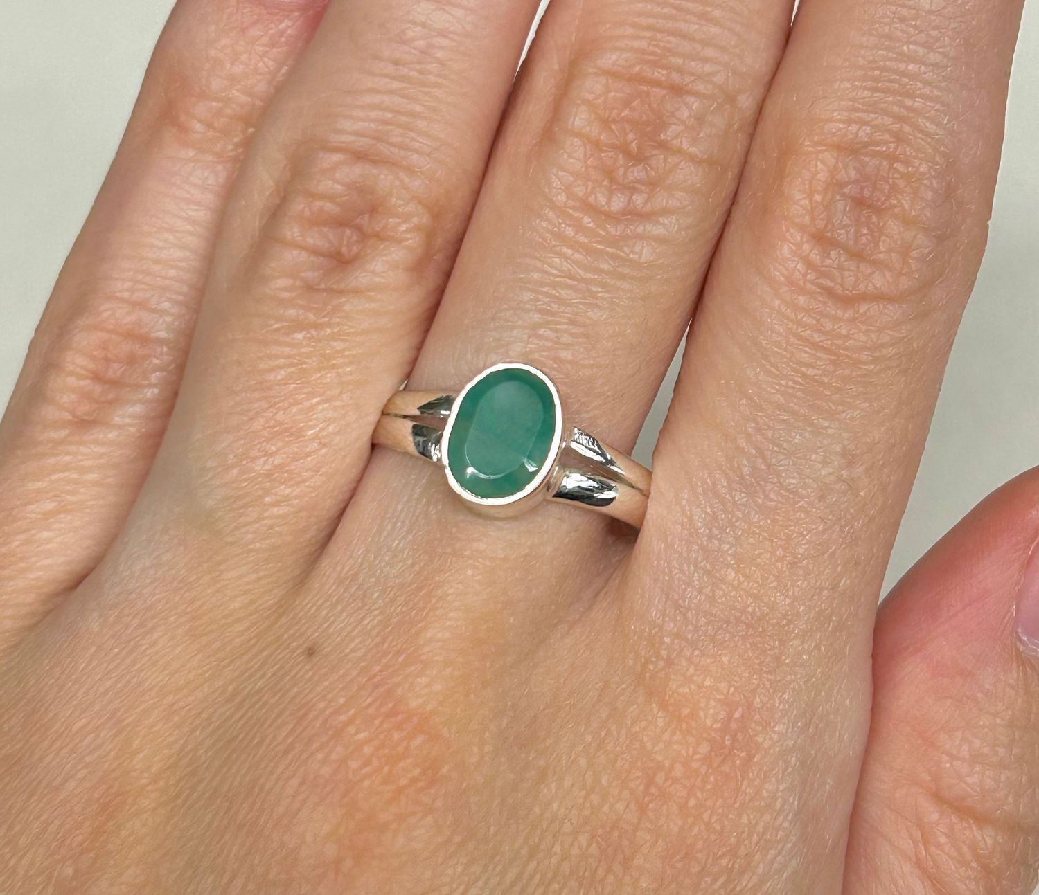 Emerald Ring B - Size 9 Sterling Silver