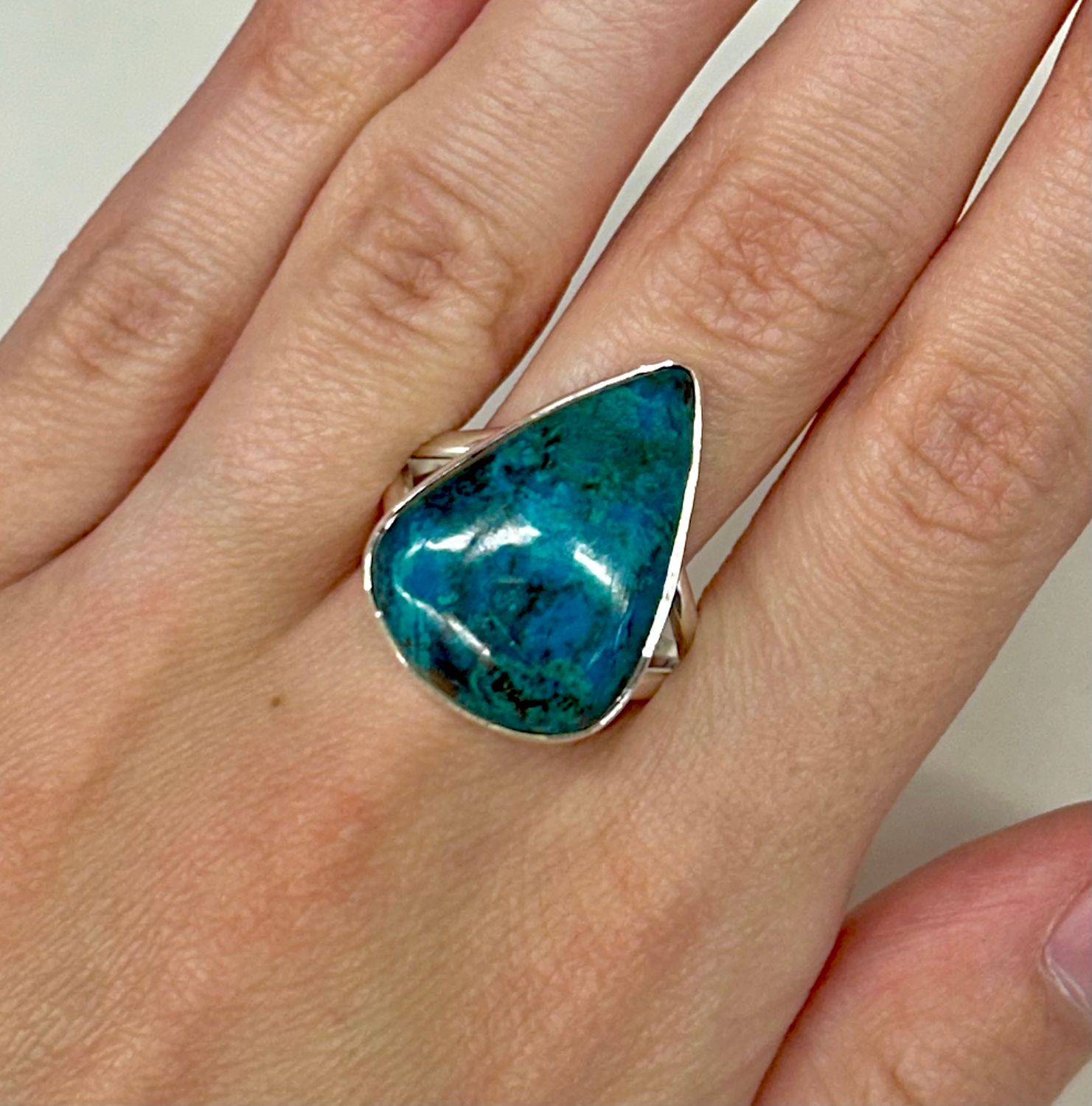 Chrysocolla Ring  A - Size 10 Sterling Silver