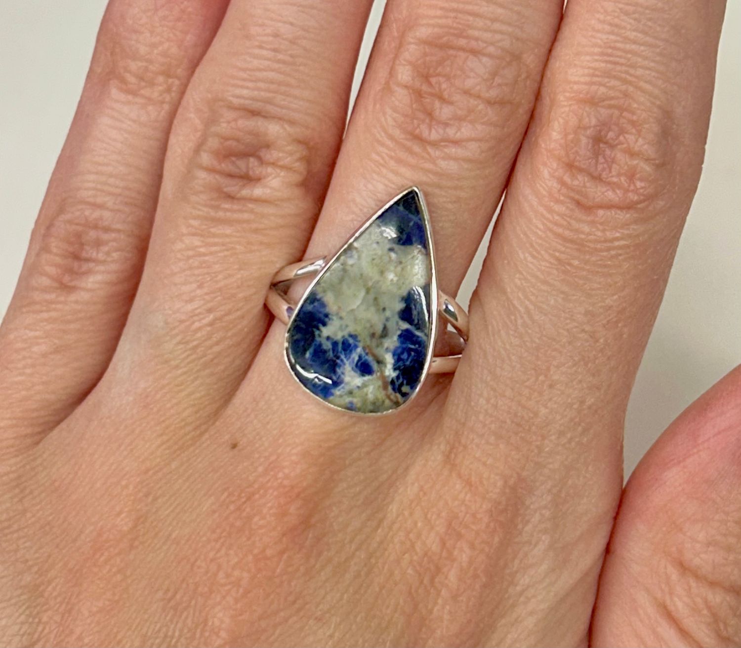 Sodalite Ring - Size 8 Sterling Silver