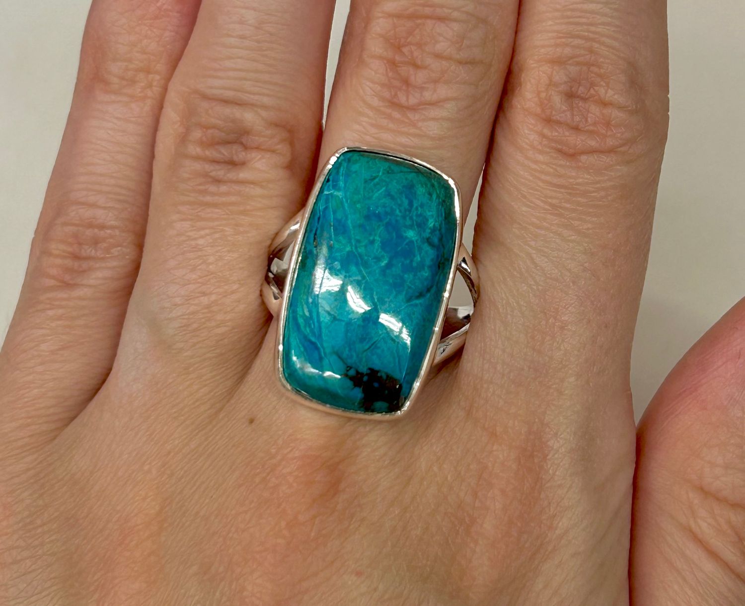 Chrysocolla Ring - Size 9 Sterling Silver