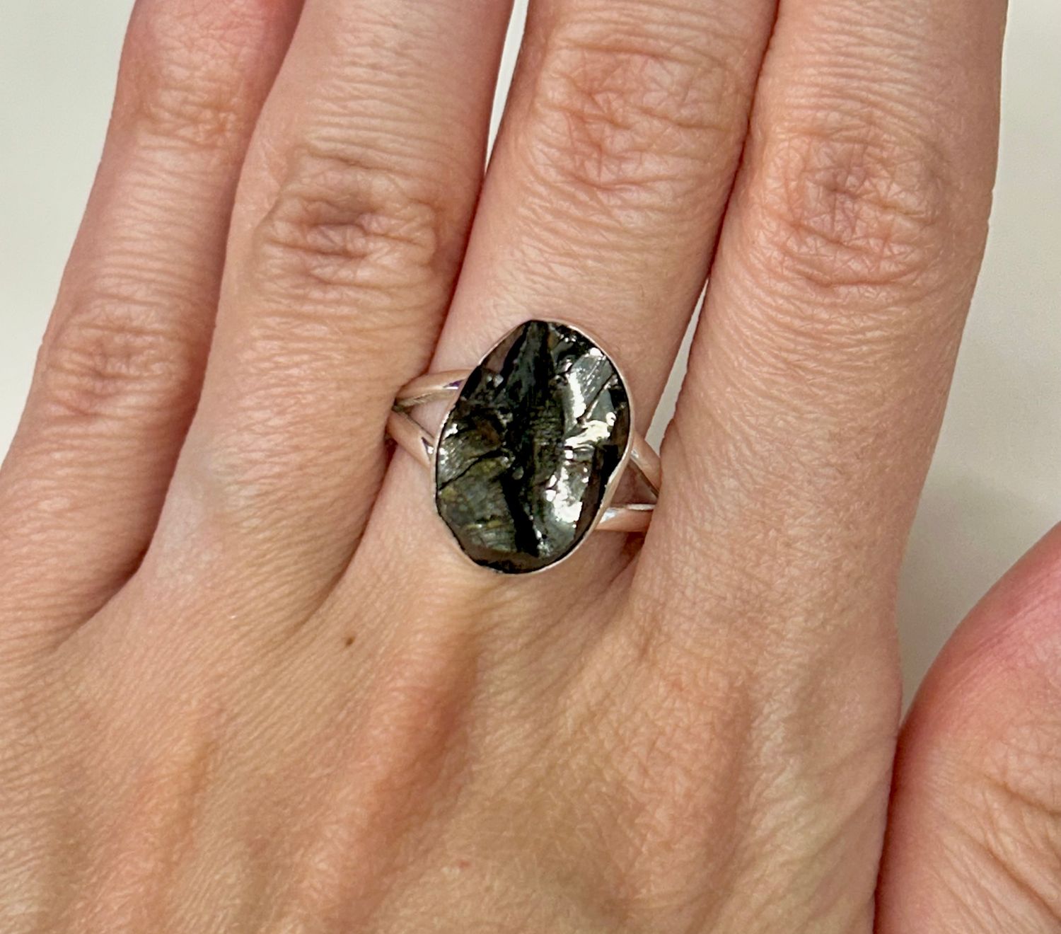 Shungite Ring B - Size 8 Sterling Silver