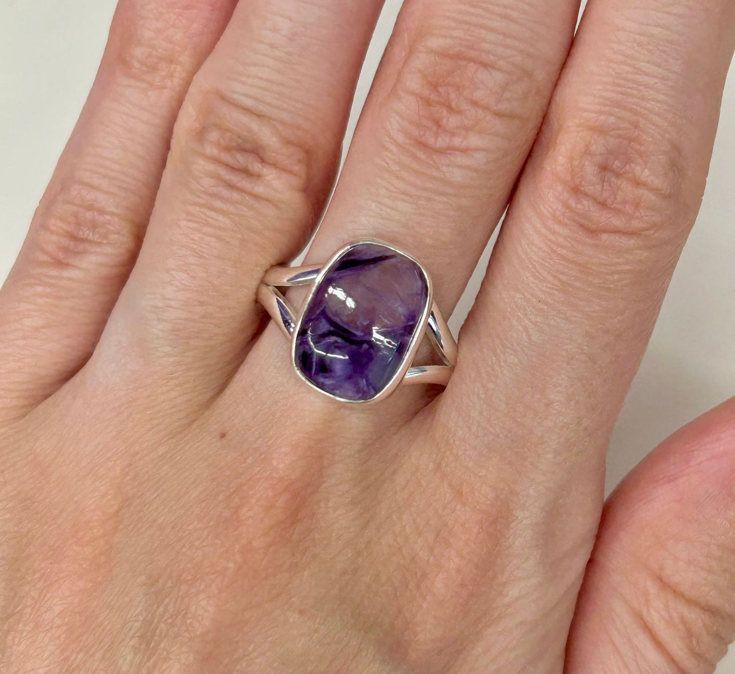 Charoite Ring - Size 10 Sterling Silver