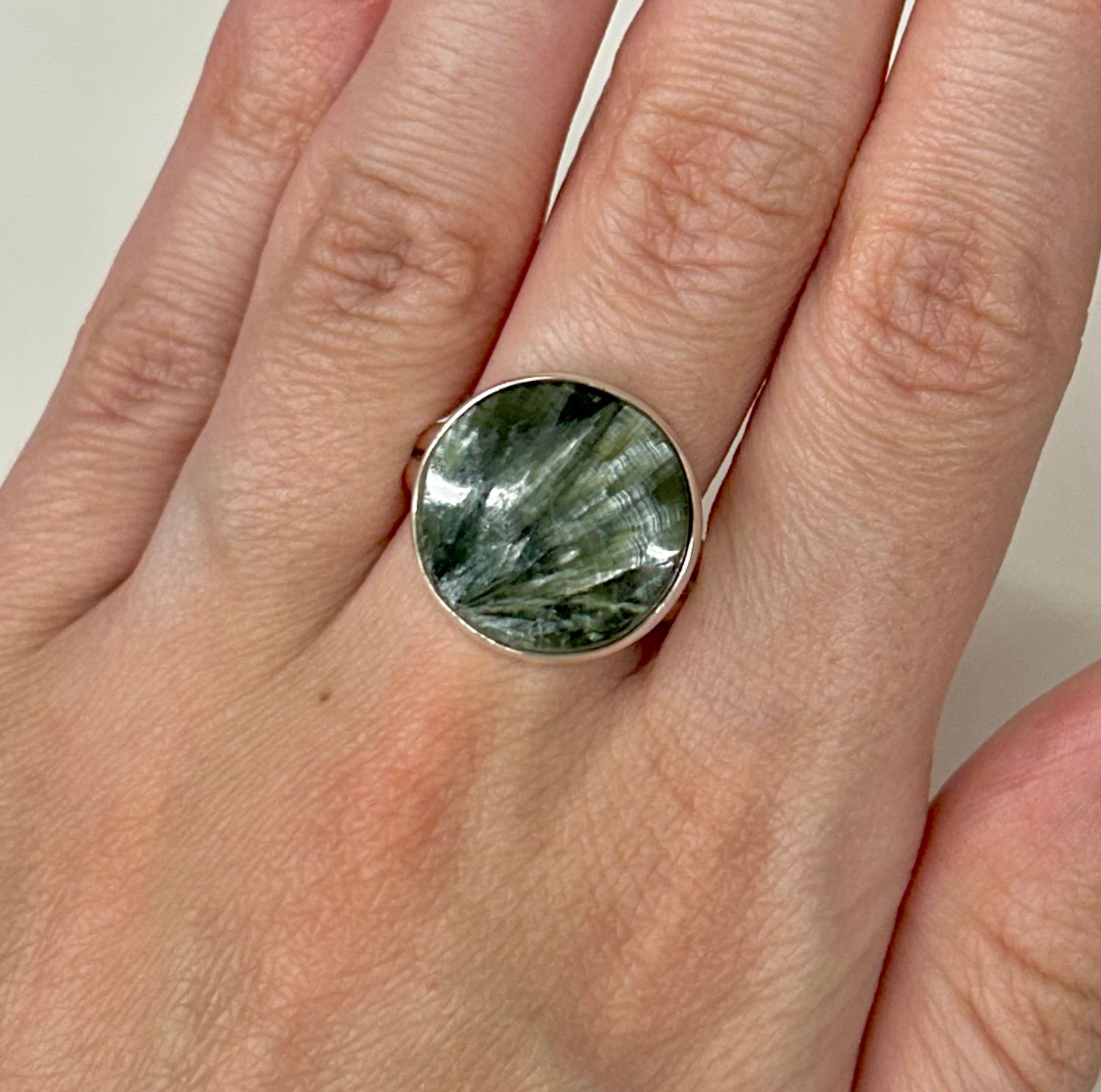 Seraphinite Ring - Size 9 Sterling Silver