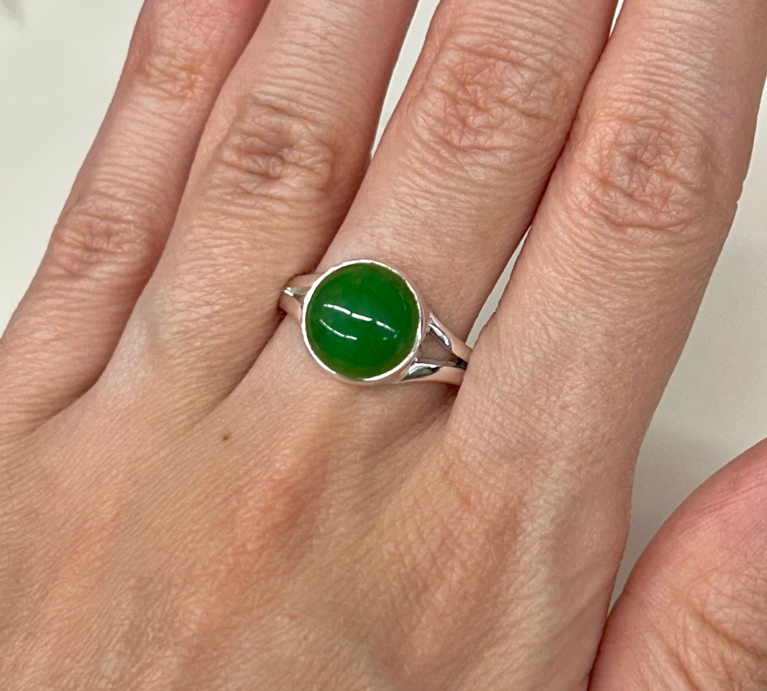 Jade Ring - Size 9 Sterling Silver